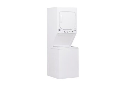 NEW! GE Stacked Laundry Center with 2.3-cu ft Top load Washer and 4.4-cu ft Dryer Model # GUD24GSSMWW