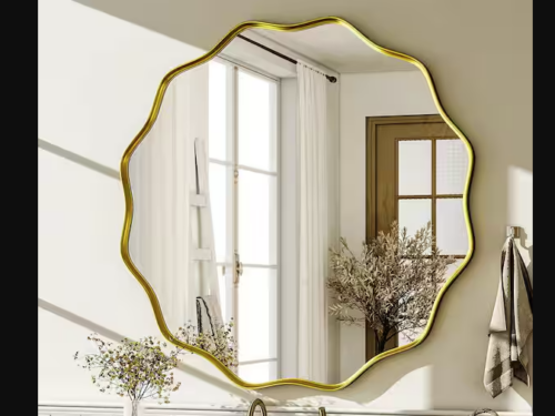 NEW! ALLEN+ROTH Round Gold Beveled Wall Mirror Model # 5192214