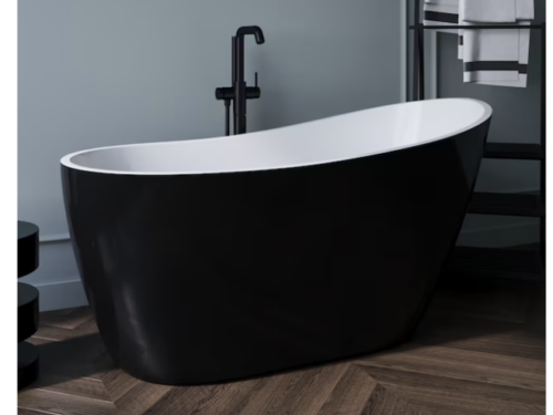 NEW! STREAMLINE Glossy Black Acrylic Oval Freestanding Soaking Tub Model # NHR-980-567-BL