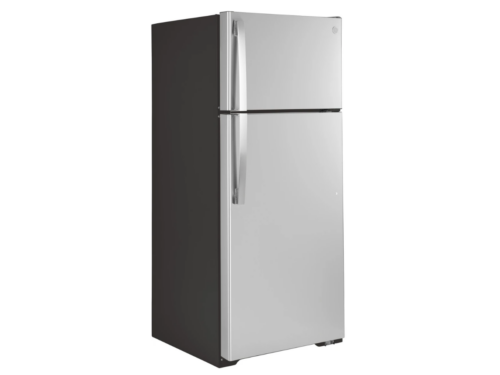 NEW! GE 17.5 cu ft 28" Top-Freezer Refrigerator in Fingerprint Resistant Stainless Steel Model #GTS18HYNRFS