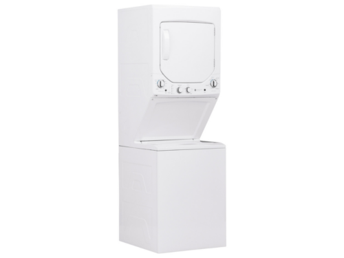 NEW! GE Unitized Spacemaker 24" Wash Tower with Gas Dyer Model #GUD24GSSMWW