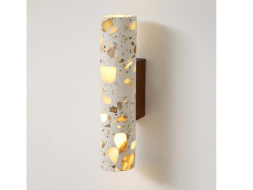 Modern Clasten Wall Lamp in Walnut and Beige