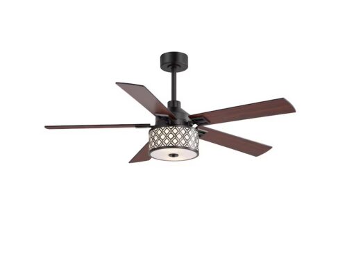 NEW! Drum Style 52-in Matte Black with Black and Rich Walnut Blades Ceiling Fan