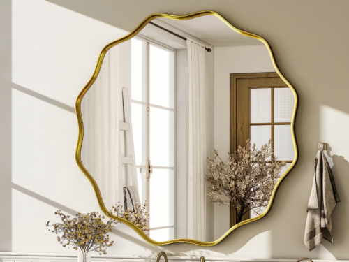 NEW! ALLEN+ROTH Round Gold Beveled Wall Mirror Model # 5192214