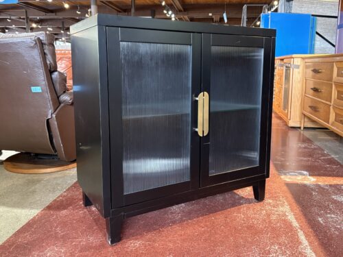 OVE Black & Gold Frosted Glass Door Cabinet