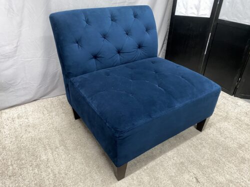 Dark Blue Tufted Armless Lounge Chair