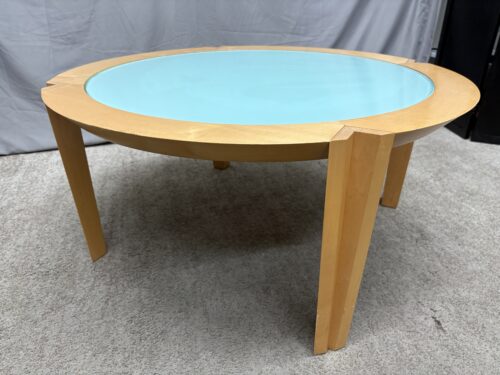 BRAYTON INTERNATIONAL Blonde Modernist Glass Top Round Coffee Table