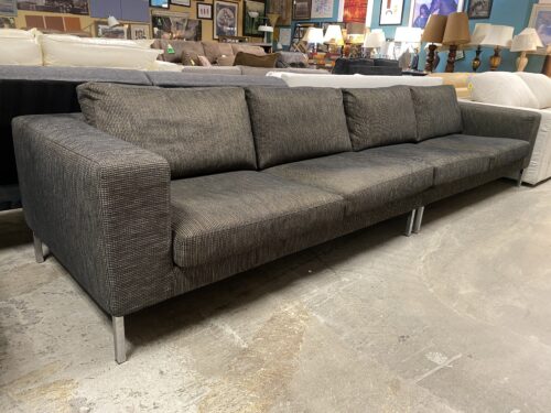 BENSEN Track Arm Brown & Black Woven Upholstered 2-Piece Wide Sectional