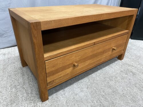 Solid Oak 2-Single Drawer Media Stand