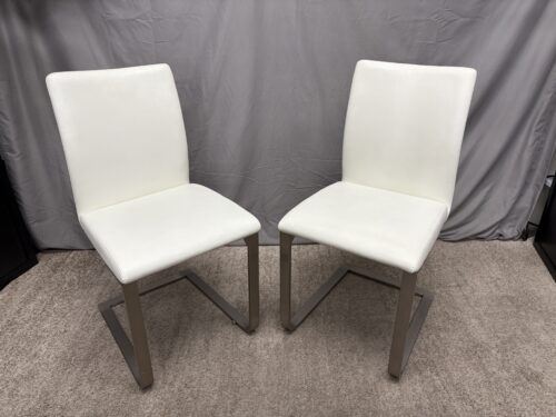ITALSTUDIO White & Chrome Modern Cantilever Dining Chair (Set of 2)