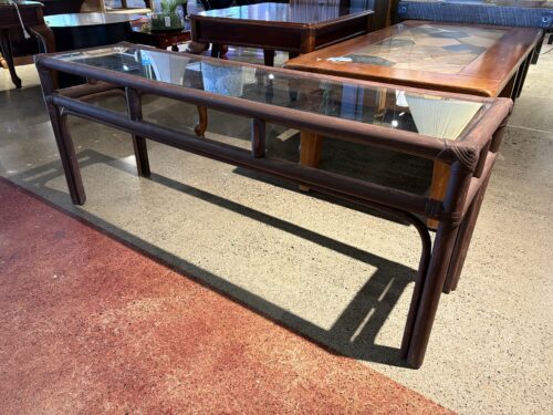 Vintage Bamboo and Rattan Narrow Coffee Table