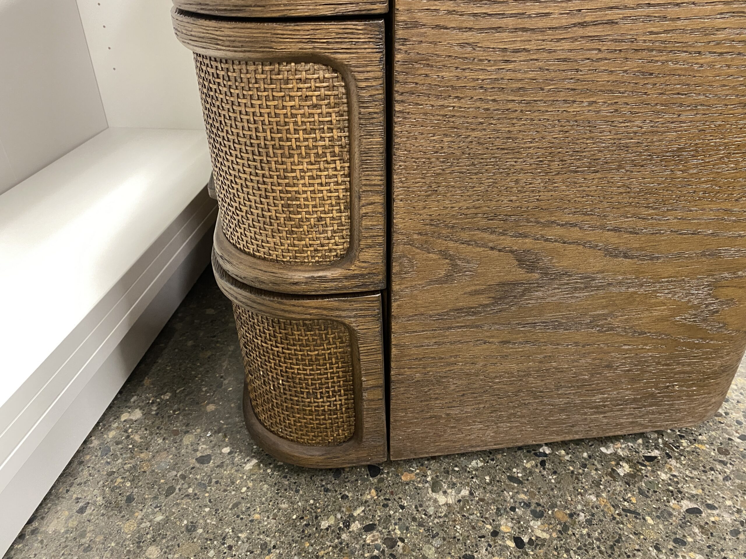 RESTORATION HARDWARE Trieste Nightstand Closed in Brown Oak/Cane