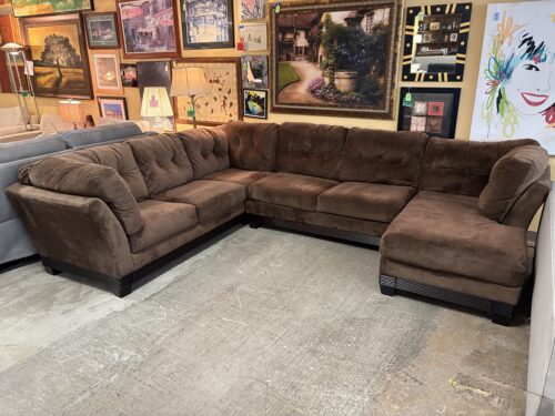 ASHLEY Chocolate Brown Fabric Corner Sectional w/ Chaise