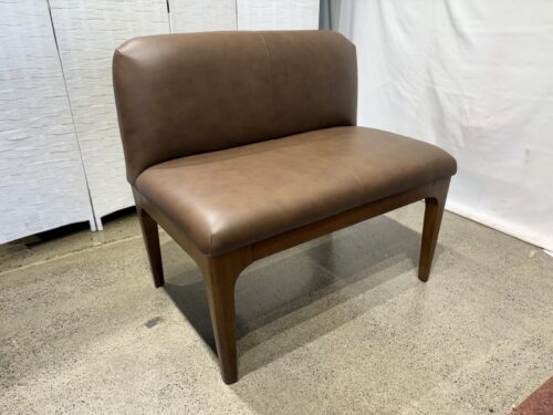 NEW! ARTICLE Rosin 34" Leather Armless Banquette in Smoked Oak and Lucia Brown Leather