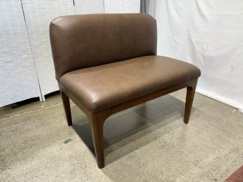 NEW! ARTICLE Rosin 34" Leather Armless Banquette in Smoked Oak and Lucia Brown Leather