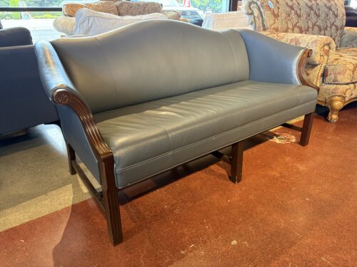 Chippendale Style Gray Curved Arm Sofa
