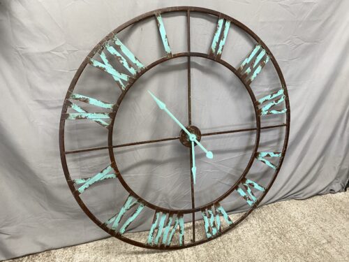 WORLD MARKET Industrial Large Teal Painted Metal Wall Clock