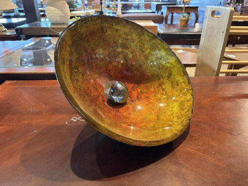 Rusty Gold Glass Round Vessel Bathroom Sink