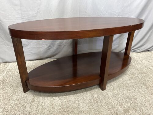 PIER 1 IMPORTS Dark Wooden 2-Tier Oval Coffee Table