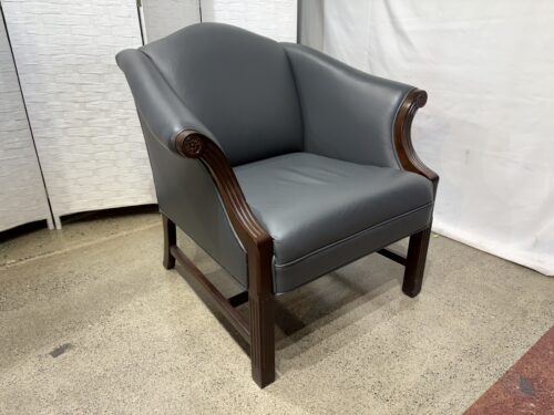 PATRICIAN FURNITURE Chippendale Style Gray Curved Armchair