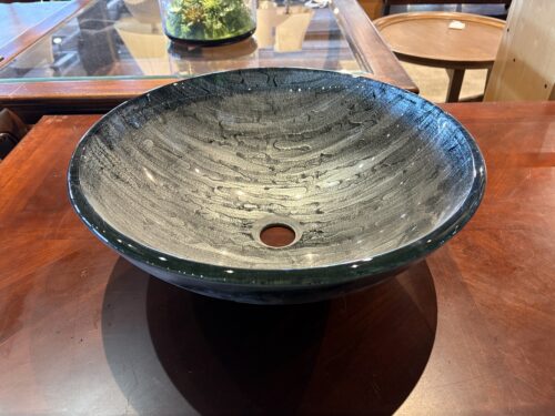 NEW! VIGO Giovanni Titanium Gray Glass Round Vessel Bathroom Sink