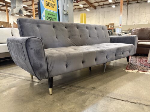 Modern Slate Plush Tufted Sleeper Sofa
