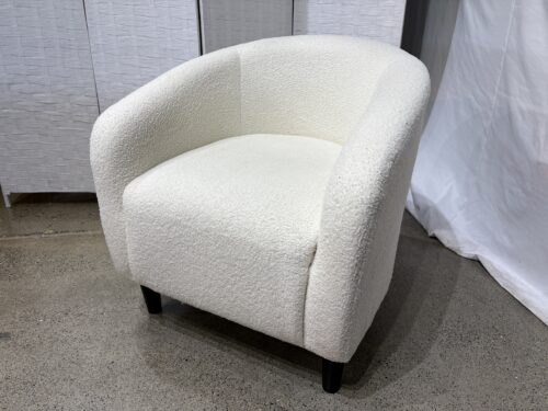 Small 28" Wide Sherpa Barrel Accent Chair in Ivory