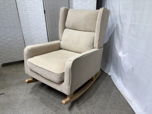 Wingback Style Rocker with Natural Wood Legs