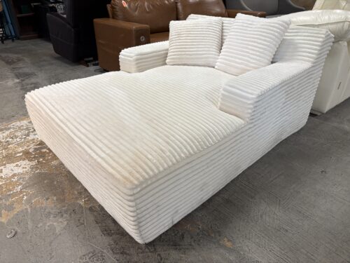 Ivory Ribbed Fabric Oversized Chaise Lounger