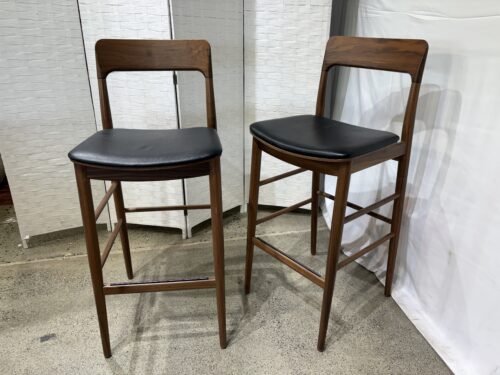 ADRIANO DESIGN Sleek Barstools with Curved Rectangular Open Backrests (Set of 2)