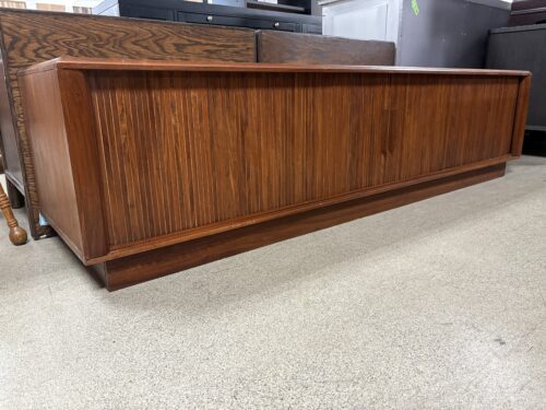 Vintage Mid-Century Modern Walnut Low Media Console w/ Tambour Doors
