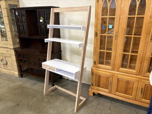 Contemporary Leaning Bookcase with Desk