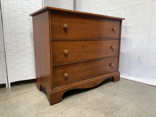 Vintage Wood Three Drawer Dresser with Wooden Knobs
