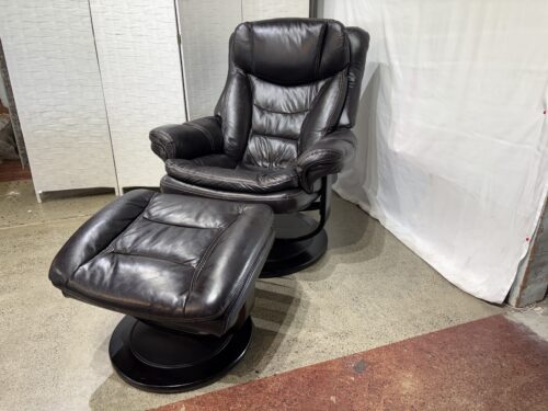 LANE Angelo Robust Swivel Leather Recliner with Matching Ottoman