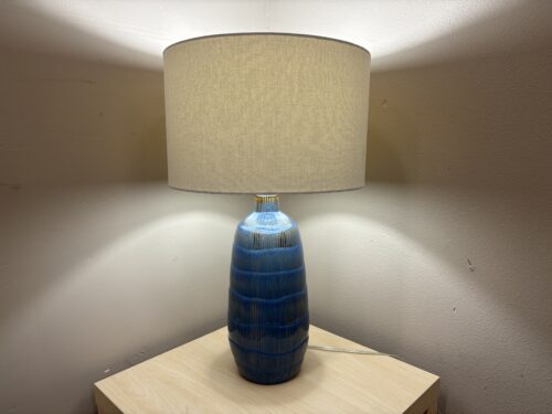 Contemporary Textured Blue Ceramic Tall Table Lamp