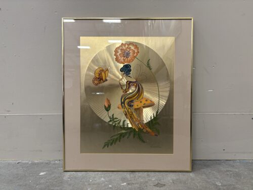 Vintage Art Nouveau Style Art Print in Golden Frame