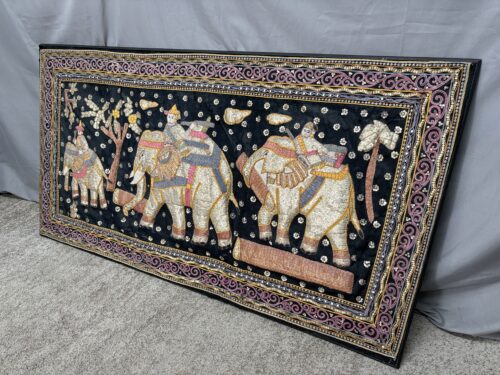 Kalaga Embroidered Tapestry of Elephants & Riders
