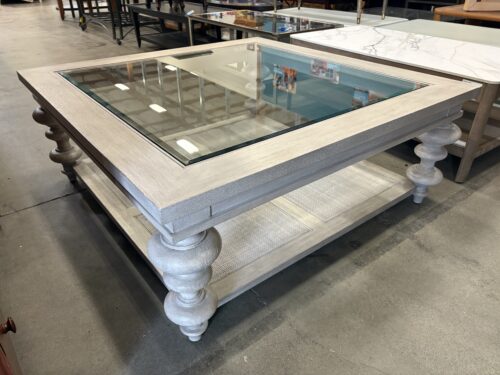 LEXINGTON Contemporary Grey Washed White Oak Oversized Square Coffee Table