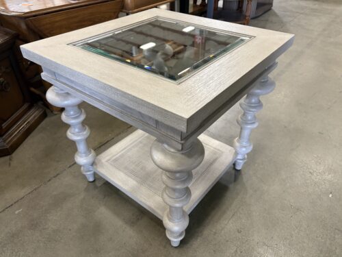LEXINGTON Contemporary Grey Washed White Oak Square Accent Table