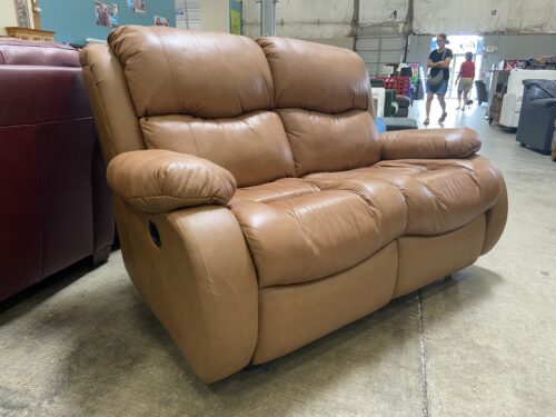 Caramel Brown Leather Dual Manual Recliner