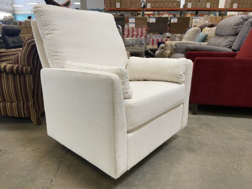 MILLION DOLLAR BABY Ivory Swiveling Recliner with Internal Lever