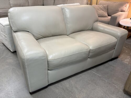 TRAYTON FUNIRURE Simon Li Greige Buckley Leather Loveseat