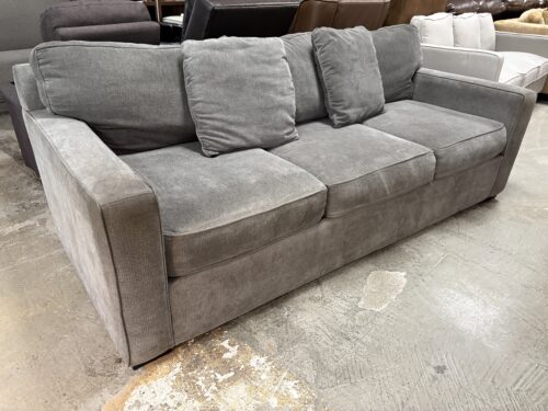 Dark Grey 3-Seat Track Arm Sofa w/ Accent Pillows