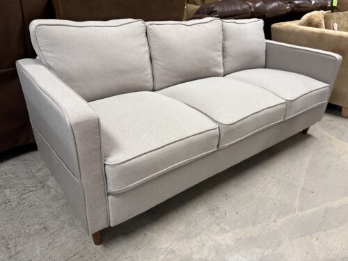 MELLOW INC Hana Light Grey MCM Style 3-Seat Sofa w/ Side Pockets