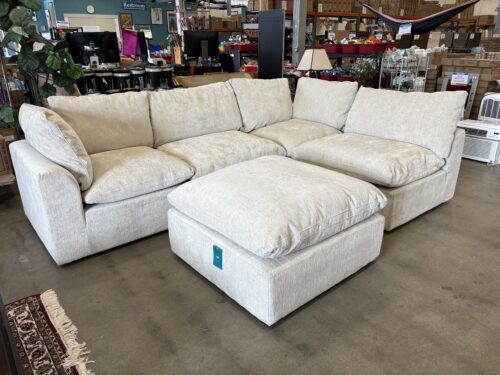 NEW! JOYBIRD Bryant Modular 4 Piece Sofa and Ottoman in Crave Irish Cream Chenille