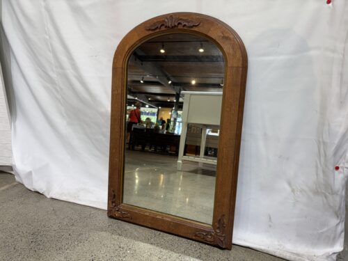 Antique Arched Wooden Wall Mirror