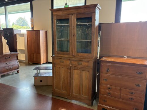 Antique Two Piece Step Back Cupboard