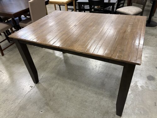 Rustic Plank Style Rectangular Dining Table with Dark Finished Legs