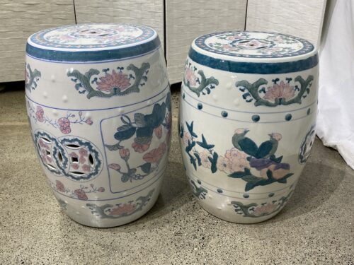 Ceramic Chinoiserie Garden Stool Set (Set of 2)