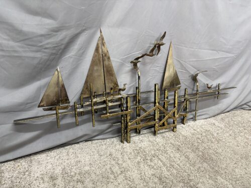 Vintage Mid-Century Modern Mixed Metal Sailboat & Segal Sculpture by Curtis Jere